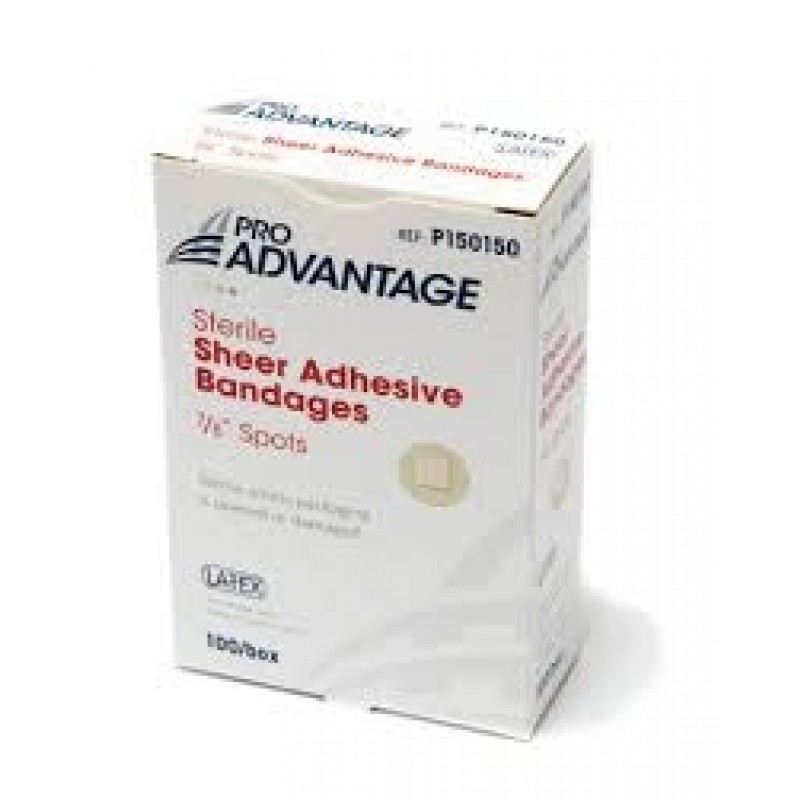 Bandage Adhesive Sheer Spot ProAdvantage 7/8 Inch Plastic Round Tan Sterile (100/BX 12BXS/CS) by Pro Advantage  ID P150150